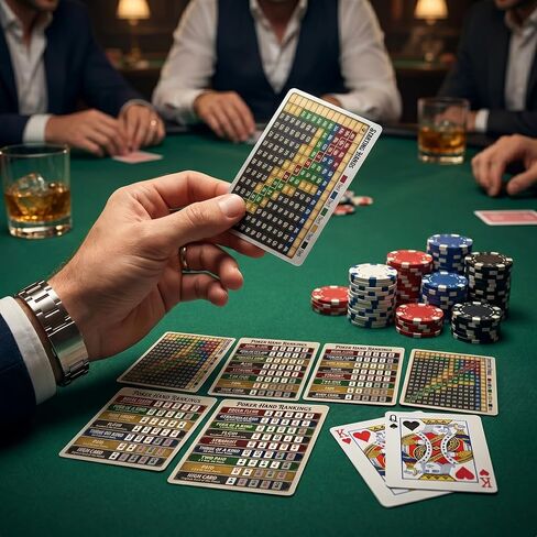 Premium Texas Hold'em Poker Hand Ranking Cards - Upgraded Visual Design & Waterproof Plastic Cheat Sheet - Wallet Size Casino Rules Strategy Guide for Beginners (10 Pack) in Kuwait