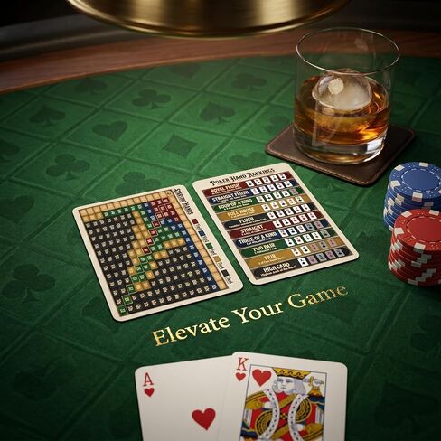 Premium Texas Hold'em Poker Hand Ranking Cards - Upgraded Visual Design & Waterproof Plastic Cheat Sheet - Wallet Size Casino Rules Strategy Guide for Beginners (10 Pack) in Kuwait