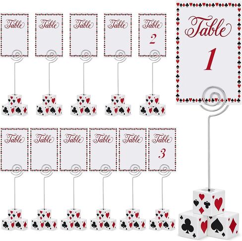 Gemscream 12 Set Casino Dice Table Number Stands Buncoes Games Kit with 12 Tables Numbers Cards Bunco Dices Place Card Holder for Poker Centerpiece Game Night Party Favors Supplies in Kuwait