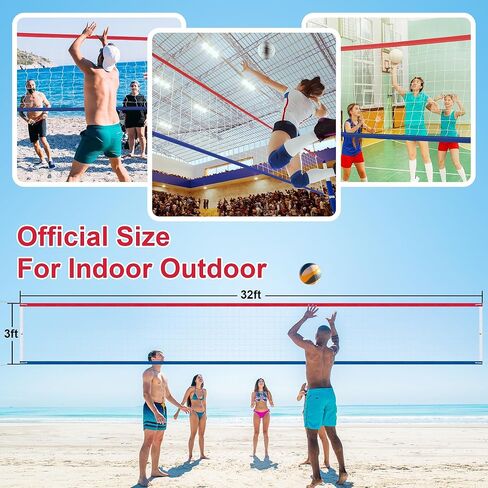 LAO XUE Volleyball Net Outdoor,32x3FT Professional Heavy Duty Weatherproof with Steel Cable,Regulation Size Durable and Stable in Kuwait