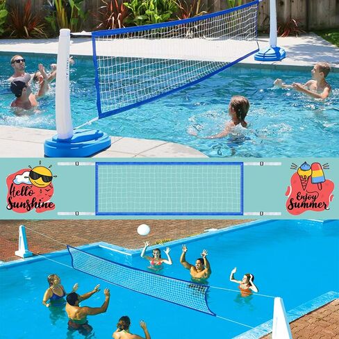 Adjustable Pool Volleyball Net - 15x3 ft Heavy-Duty Replacement Net for Backyard Inground Pools, Beaches | Family & Friends Outdoor Games （no Poles） in Kuwait