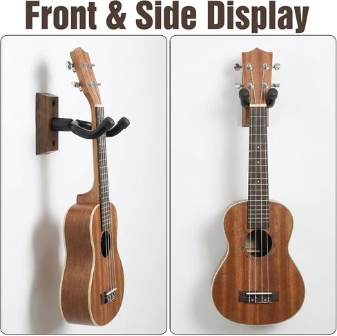 4 Pcs Ukulele Wall Mount, Acoustic Guitar Wall Mount Hanger Set, Black Walnut Wood U-Shaped Holder for Ukulele Banjo Mandolin Guitar, Wall Mount Hook for Home Music Studio Decor in Kuwait