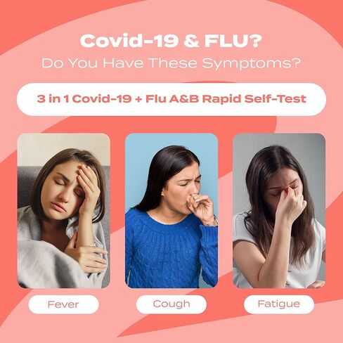 2San COVID-19 and Flu Test, Results in 15 Minutes, Antigen Rapid Combo Test, 3-in-1 Flu A&B Test + Covid Test Kit at Home, Easy to Use Nasal Swab for Home, Flu Tests for Home (2 Pack) in Kuwait