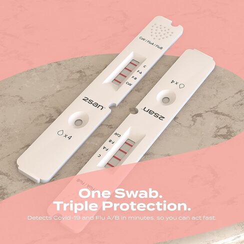 2San COVID-19 and Flu Test, Results in 15 Minutes, Antigen Rapid Combo Test, 3-in-1 Flu A&B Test + Covid Test Kit at Home, Easy to Use Nasal Swab for Home, Flu Tests for Home (2 Pack) in Kuwait