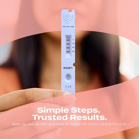 2San COVID-19 and Flu Test, Results in 15 Minutes, Antigen Rapid Combo Test, 3-in-1 Flu A&B Test + Covid Test Kit at Home, Easy to Use Nasal Swab for Home, Flu Tests for Home (2 Pack) in Kuwait
