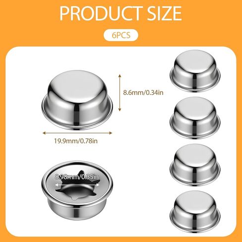 3/8" Push on Pushnut Caps, 6 Pcs Axle Cap Nut Spring Steel, Permanent Washer Caps for Rolling Bins, Hand Trucks and Lawn Push Wagons Alternative in Kuwait