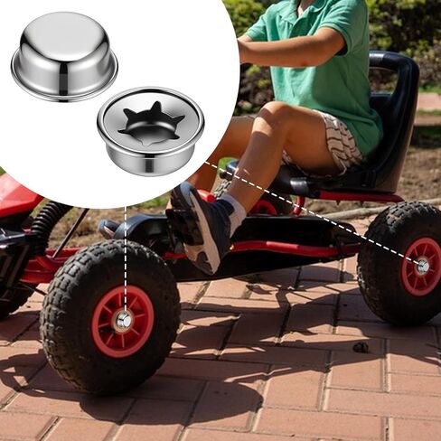 3/8" Push on Pushnut Caps, 6 Pcs Axle Cap Nut Spring Steel, Permanent Washer Caps for Rolling Bins, Hand Trucks and Lawn Push Wagons Alternative in Kuwait