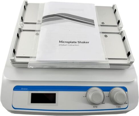 Microplate Shaker Lab Microplate Oscillator with Locked Operation Mode Amplitude 3mm Sample Volume 4pcs Microplates Speed Range 100-1600rpm LCD Display of Timing Time Shaking Mode Orbital in Kuwait