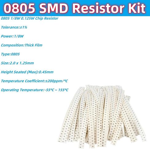 1500Pcs 60 Values 0805 SMD Resistor Kit Chip 0-10MΩ 1/8W 0.125W ±1% Tolerance in Kuwait