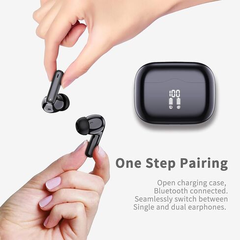 Wireless Earbuds, 2025 Bluetooth 5.4 Ear Buds in Ear with 4 ENC Noise Cancelling Mic, New Wireless Earphones HiFi Stereo Deep Bass 40H Playtime, In-Ear Bluetooth Earbuds LED Display IP7 Waterproof in Kuwait