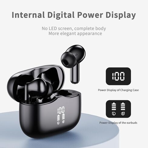 Wireless Earbuds, 2025 Bluetooth 5.4 Ear Buds in Ear with 4 ENC Noise Cancelling Mic, New Wireless Earphones HiFi Stereo Deep Bass 40H Playtime, In-Ear Bluetooth Earbuds LED Display IP7 Waterproof in Kuwait
