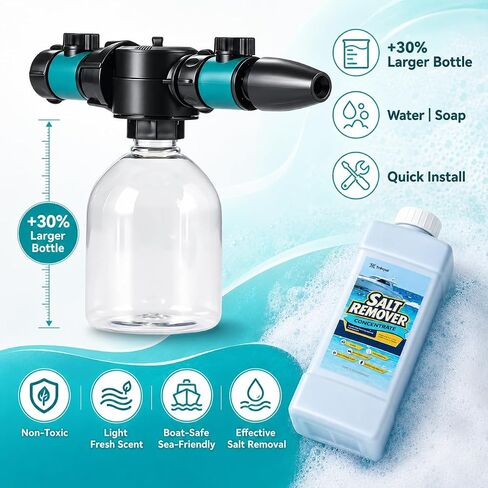 Salt Remover Concentrate Kit, 32 OZ Marine Engine Flush and Boat Wash, 500mL Hose Applicator Bottle, Salt Wash Boat Cleaner for Outboard Motors, Boats, Jet Skis, PWCs, Trailers and Fishing Gear | Salt Remover in Kuwait