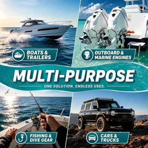 Salt Remover Concentrate Kit, 32 OZ Marine Engine Flush and Boat Wash, 500mL Hose Applicator Bottle, Salt Wash Boat Cleaner for Outboard Motors, Boats, Jet Skis, PWCs, Trailers and Fishing Gear | Salt Remover in Kuwait