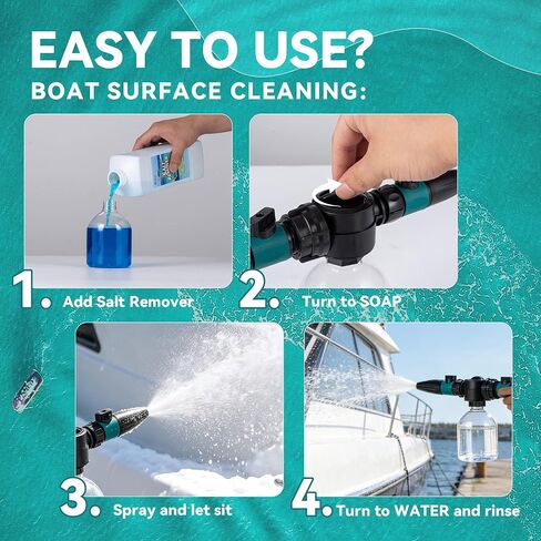 Salt Remover Concentrate Kit, 32 OZ Marine Engine Flush and Boat Wash, 500mL Hose Applicator Bottle, Salt Wash Boat Cleaner for Outboard Motors, Boats, Jet Skis, PWCs, Trailers and Fishing Gear | Salt Remover in Kuwait