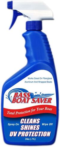 Bass Boat Complete Boat Cleaning Kit - Rapid Hard Water Spot Remover w/High-Gloss UV Wax Protection + Seat and Vinyl Cleaner/Protectant - 1 Gallon w/Empty Free 24oz Spray Application Bottle in Kuwait