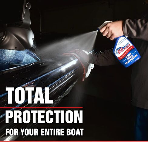 Bass Boat Complete Boat Cleaning Kit - Rapid Hard Water Spot Remover w/High-Gloss UV Wax Protection + Seat and Vinyl Cleaner/Protectant - 1 Gallon w/Empty Free 24oz Spray Application Bottle in Kuwait