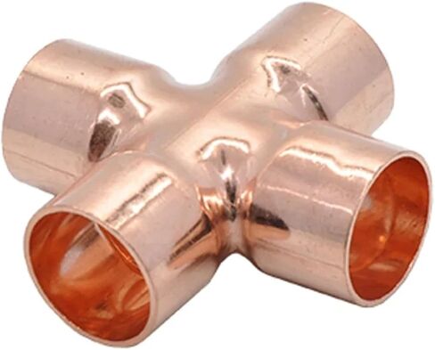 1/4 3/8 1/2 15 16 22 28 35-108 mm Copper End Feed Solder Cross 4 Way Weld Scoket Pipe Fitting Connector Coupler Air Conditioner(45mm) in Kuwait
