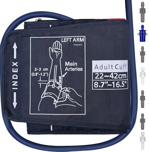 سوار ضغط الدم Alcarefam XXXL، مقاس 9 بوصة - 26 بوصة (22-66 سم) سوار كبير جدًا متوافق مع جهاز مراقبة Omron BP، سوار بديل مقاس XXX كبير للذراع الكبيرة للبالغين، مع 7 موصلات in Saudi Arabia
