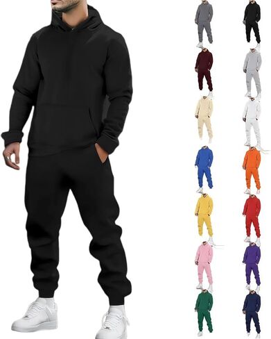 بدلات رياضية رجالي 2 قطعة مجموعة كنزة بغطاء رأس من الصوف و Sweatpants وتتسابق 2026 بدلة عدو رياضية غير رسمية ملابس الصالة الرياضية in Kuwait