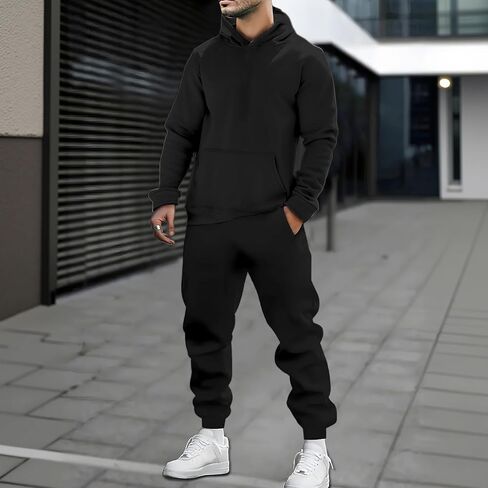 بدلات رياضية رجالي 2 قطعة مجموعة كنزة بغطاء رأس من الصوف و Sweatpants وتتسابق 2026 بدلة عدو رياضية غير رسمية ملابس الصالة الرياضية in Kuwait