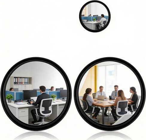 2 Pack Small Desk Mirror & Office Mirror for Cubicle Privacy, 360° Swivel Stick-On See-Behind Monitor, Adjustable Rearview Mirror for Open Workspace Desks and Computer Screens in Kuwait