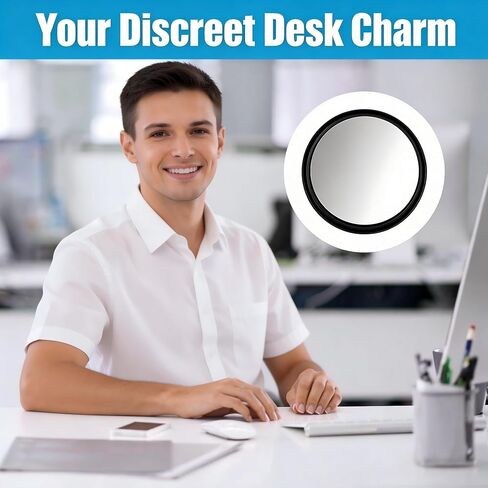2 Pack Small Desk Mirror & Office Mirror for Cubicle Privacy, 360° Swivel Stick-On See-Behind Monitor, Adjustable Rearview Mirror for Open Workspace Desks and Computer Screens in Kuwait