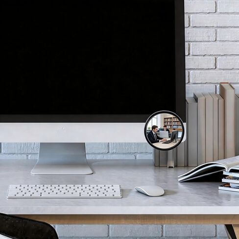2 Pack Small Desk Mirror & Office Mirror for Cubicle Privacy, 360° Swivel Stick-On See-Behind Monitor, Adjustable Rearview Mirror for Open Workspace Desks and Computer Screens in Kuwait