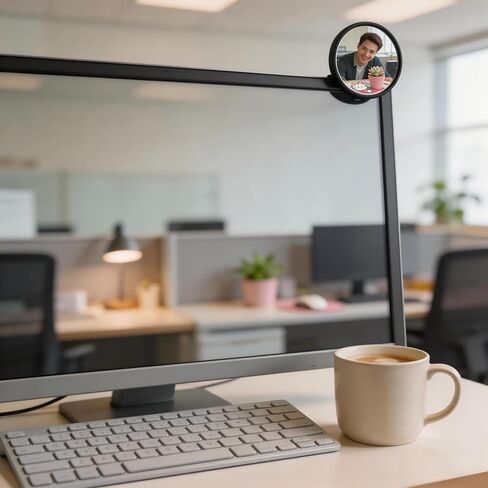 2 Pack Small Desk Mirror & Office Mirror for Cubicle Privacy, 360° Swivel Stick-On See-Behind Monitor, Adjustable Rearview Mirror for Open Workspace Desks and Computer Screens in Kuwait
