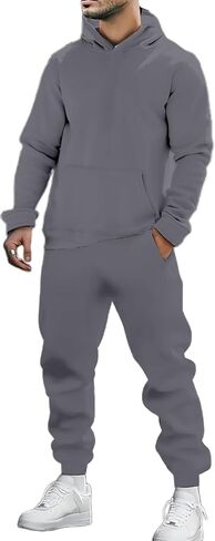 بدلات رياضية رجالي 2 قطعة مجموعة كنزة بغطاء رأس من الصوف و Sweatpants وتتسابق 2026 بدلة عدو رياضية غير رسمية ملابس الصالة الرياضية in Kuwait