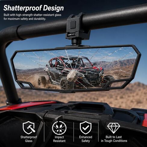 مرآة الرؤية الخلفية لمركز UTV لـ LandMaster L5 4×4 2020-2026، مرآة رؤية خلفية محدبة بزاوية واسعة لأقفاص لفة مقاس 1.5 بوصة - 2 بوصة، مرآة للطرق الوعرة مقاومة للكسر قابلة للتعديل in Kuwait