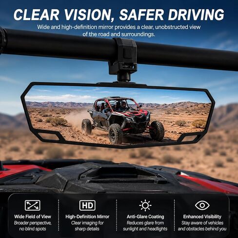 مرآة الرؤية الخلفية لمركز UTV لـ LandMaster L5 4×4 2020-2026، مرآة رؤية خلفية محدبة بزاوية واسعة لأقفاص لفة مقاس 1.5 بوصة - 2 بوصة، مرآة للطرق الوعرة مقاومة للكسر قابلة للتعديل in Kuwait