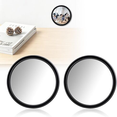 2 Pcs Office Cubicle Mirrors Cubicle Mirror Desk Mirror to See Behind You Adjustable Monitor for Privacy Security for Open Plan Workspaces, Desks & Monitors(2.28 inches, Black) in Kuwait