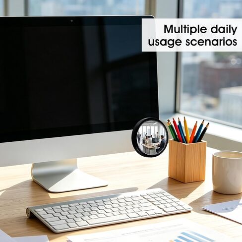 2 Pcs Office Cubicle Mirrors Cubicle Mirror Desk Mirror to See Behind You Adjustable Monitor for Privacy Security for Open Plan Workspaces, Desks & Monitors(2.28 inches, Black) in Kuwait