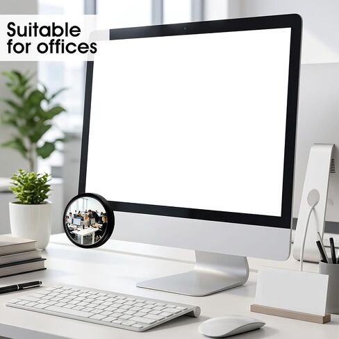 2 Pcs Office Cubicle Mirrors Cubicle Mirror Desk Mirror to See Behind You Adjustable Monitor for Privacy Security for Open Plan Workspaces, Desks & Monitors(2.28 inches, Black) in Kuwait