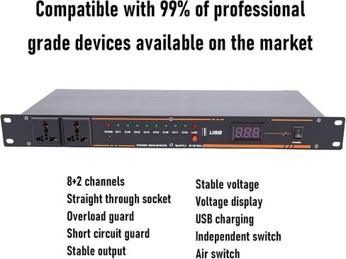 10 Outlet Power Sequencer Conditioner, with Digital Display and Sequential Power On Off for Sound Equipment (US Plug) in Kuwait