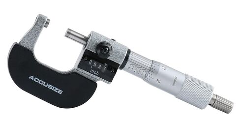 Accusize Industrial Tools Outside Micrometer, 0-1", BC20-1101 | 0.0001 in Resolution, Carbide Faces, Hardened Spindle, Fitted Case in Kuwait