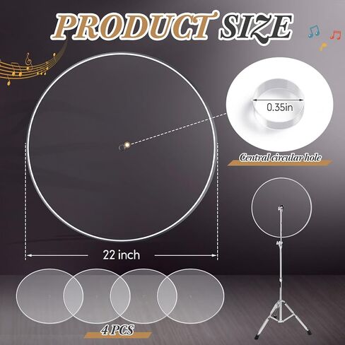 LEIFIDE 4 Pcs 22 Inch Portable Drum Shields Drum Noise Barrier Clear Acrylic Cymbals Shields Kit Sound Baffle Muffles Live Recording Standard Mounting on All Cymbal Stands Shield for Performance in Kuwait