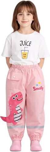Kids Waterproof Rain Pants Toddlers Boys Girls Dinosaur Rainwear with Reflective Strips in Kuwait