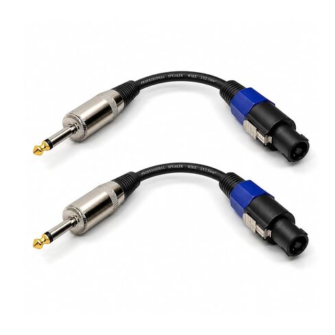 12AWG 1/4 TS Male to Connector Compatible for Speakon NL4FC Speaker Cable, Professional PA Audio Cable for Stage Monitors, Subwoofers and Amplifiers, 6 Inch, 2-Pack in Kuwait