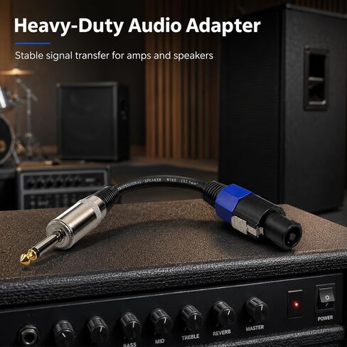 12AWG 1/4 TS Male to Connector Compatible for Speakon NL4FC Speaker Cable, Professional PA Audio Cable for Stage Monitors, Subwoofers and Amplifiers, 6 Inch, 2-Pack in Kuwait