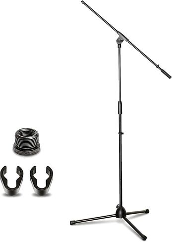 AxcessAbles MS-101 Microphone Stand with Boom Arm, Height Adjustable 37"-64" With 30" Boom arm, Folding Tripod Base, Portable Floor Mic Stand for Singing, Podcasting, Recording, Studio & Stage in Kuwait