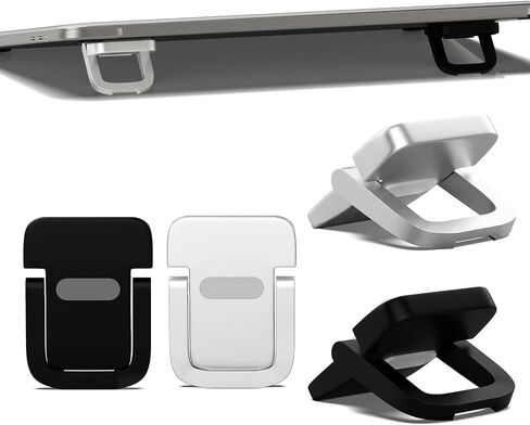 4-Piece Portable Keyboard Riser Set-2 Black & 2 Silver Adjustable Laptop Keyboard Stand with 2 Angle Settings and Self-Adhesive Foldable Feet, Mini Foldable Laptop Stand Riser Lift for Most Keyboards in Kuwait