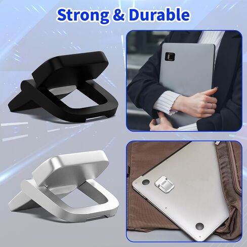 4-Piece Portable Keyboard Riser Set-2 Black & 2 Silver Adjustable Laptop Keyboard Stand with 2 Angle Settings and Self-Adhesive Foldable Feet, Mini Foldable Laptop Stand Riser Lift for Most Keyboards in Kuwait