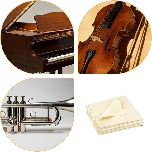 3pcs Instrument Cleaning Cloths, 30x30cm/11.8x11.8in Multifunctional Soft Musical Instrument Cleaning Cloth for Flute Violin Piano Guitar Trumpet Cello (Beige) in Kuwait