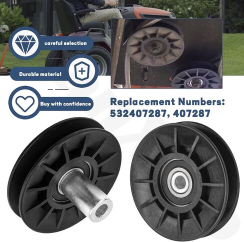 (2 Pack) 532407287 Idler Pulley Replacement Compatible with Husqvarna Craftsman AYP LGT24K54 YTH20K46 LGT2554 CTH126 CTH19530 YTH2042 LTH18538 Lawn Mowe Replace 407287 in Kuwait