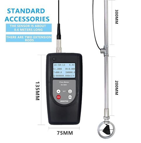 FM-100V5 Portable Flow Rate Meter Water Velocity Tester Flow Meter Speed Range 0.01-5.00 m/s in Kuwait