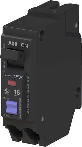 ABB Q-Line® THQL1115PDF Dual Function Circuit Breaker • 15 Amp Single-Pole Breaker • AFCI/GFCI Protection • 120/240 VAC • 10 kA Interrupt Rating • Plug-On Neutral Breaker for Load Centers in Kuwait