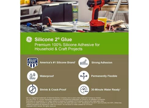 GE 2823396 Glue Silicone 2 Medium Strength Silicone Clear 2.8 oz Clear in Kuwait