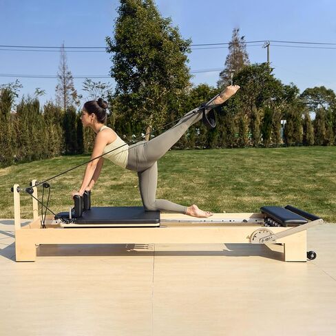 Hisooth StudioSolid Stationary Pilates Reformer 60cm Maple Frame in Kuwait