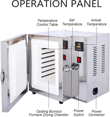 Jewelry Casting Burnout Furnace, 1500w Metal Melting Furnace, Pid Temperature Control, Includes Plier Gloves, for Closed High Temperature Metal Melting Heat Treatment Furnaces in Kuwait